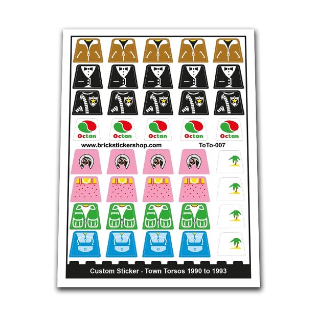 Custom Sticker - Town Torsos 1990 to 1993