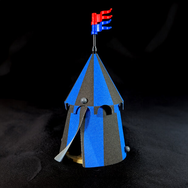 Custom Stof - Castle Pavilion Tent met Black &amp; Blue Stripes
