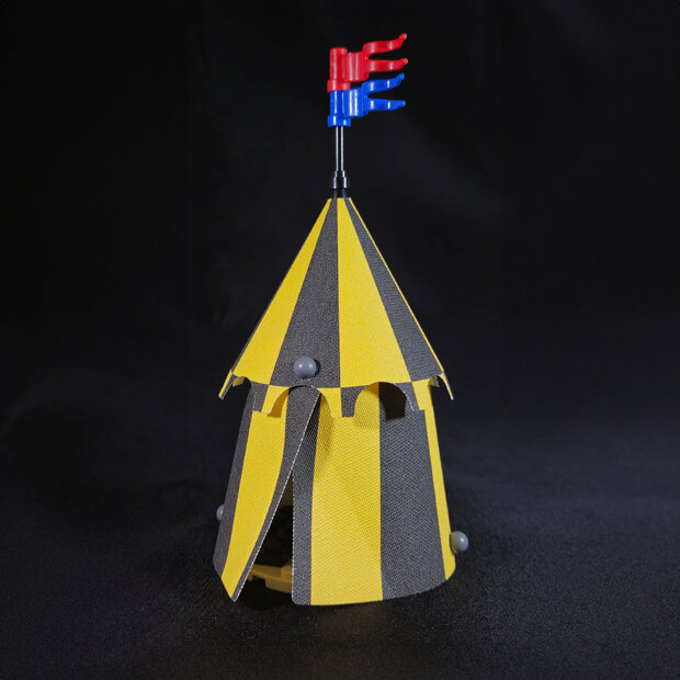 Custom Stof - Castle Pavilion Tent met Black &amp; Bright Light Orange Stripes