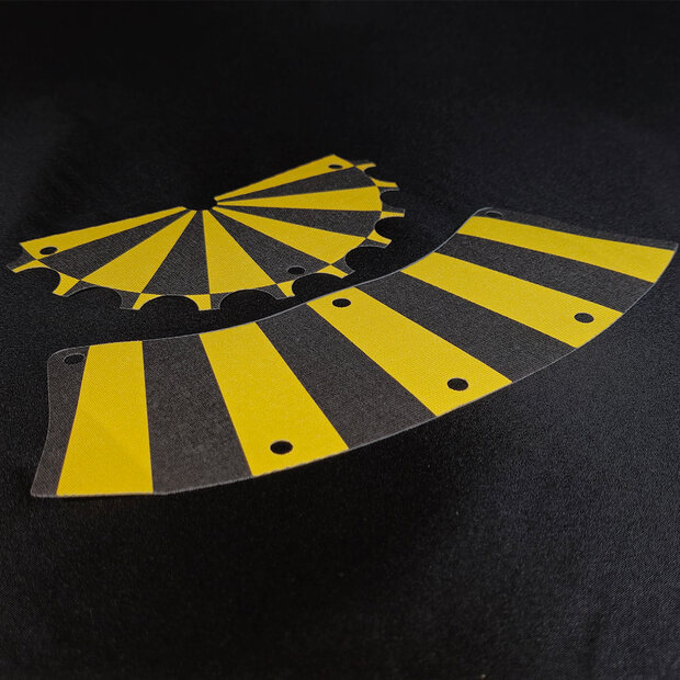 Custom Stof - Castle Pavilion Tent met Black &amp; Bright Light Orange Stripes