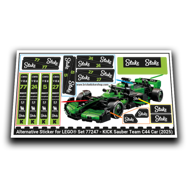 Alternative Sticker for Set 77247 - KICK Sauber Team C44 Car