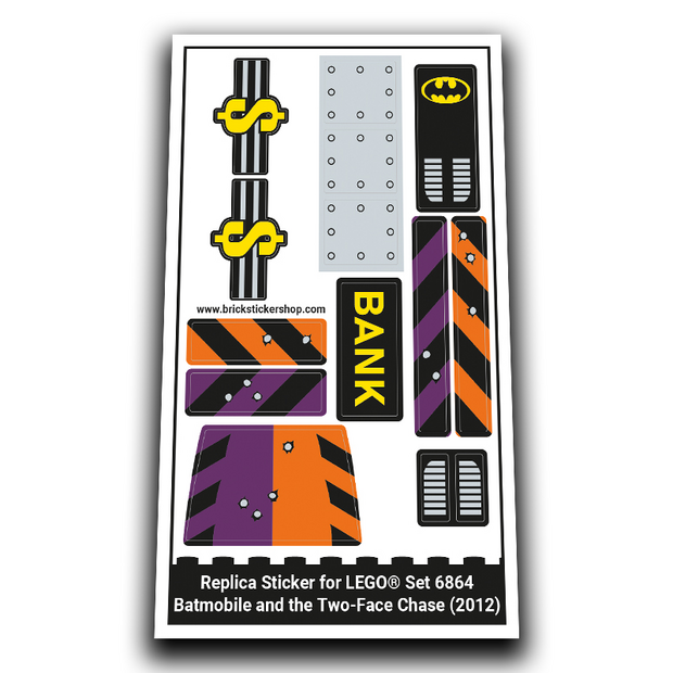 Replacement Sticker voor Set 6864 - Batmobile and the Two-Face Chase