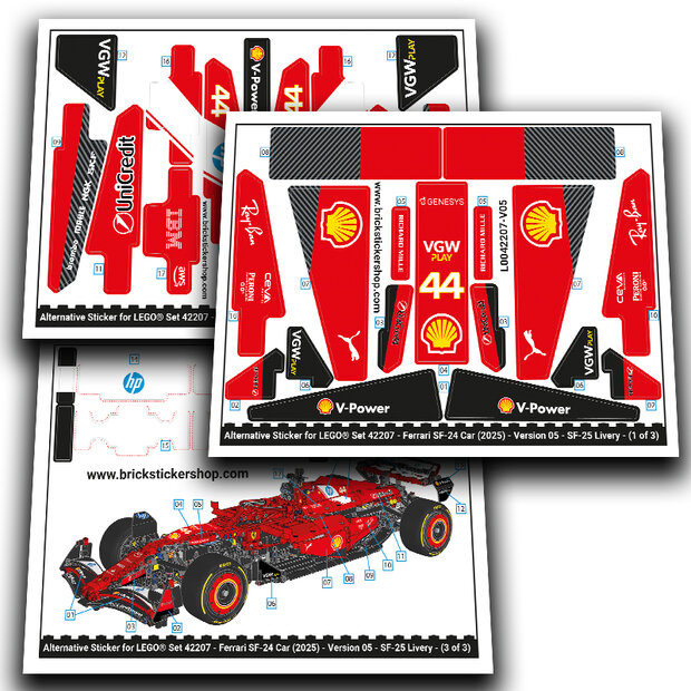 Alternative Sticker for Set 42207 - Ferrari SF-24 Car (Version 05, SF-25 livery)