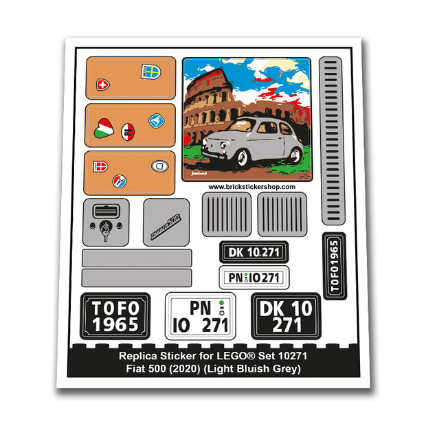 Replacement Sticker for Set 10271 - Fiat 500 (Light Bluish Grey)