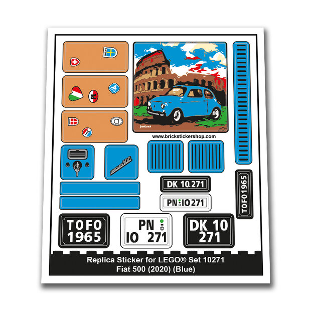Replacement Sticker for Set 10271 - Fiat 500 (Blue)