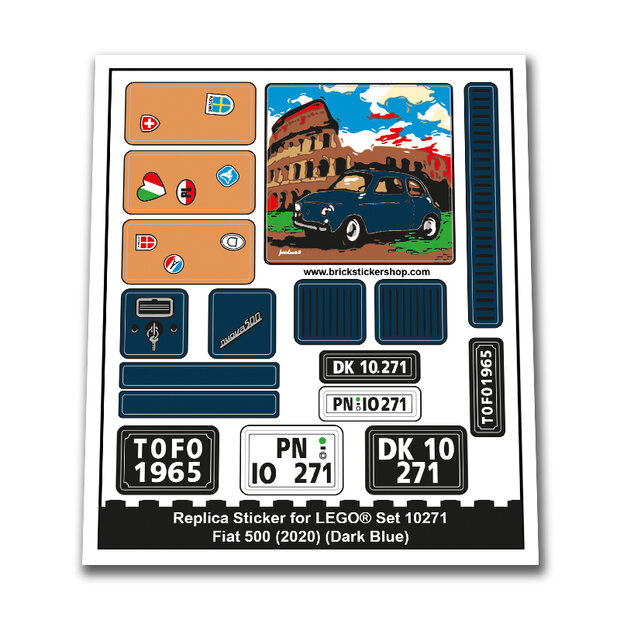 Replacement Sticker for Set 10271 - Fiat 500 (Dark Blue)