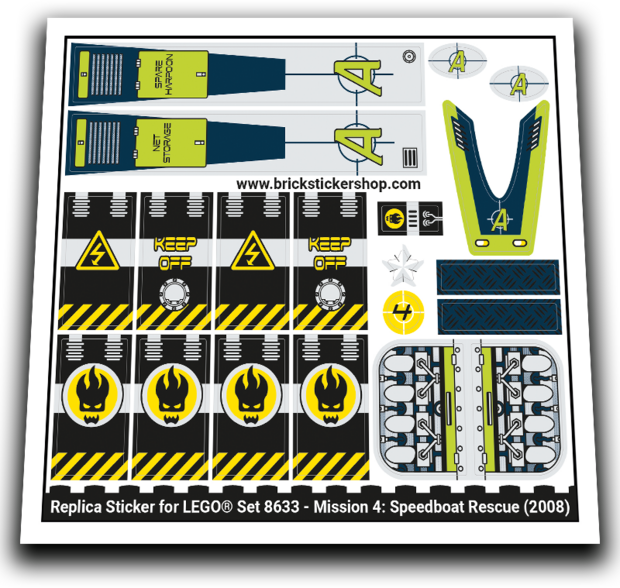 Replacement Sticker for Set 8633 - Mission 4 - Speedboat Rescue