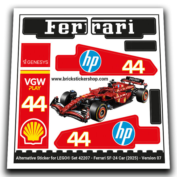 Alternative Sticker for Set 42207 - Ferrari SF-24 Car (Versie 08)