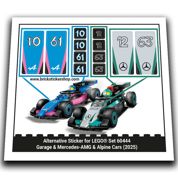 Alternative Sticker for Set 60444 - Garage &amp; Mercedes-AMG &amp; Alpine Cars