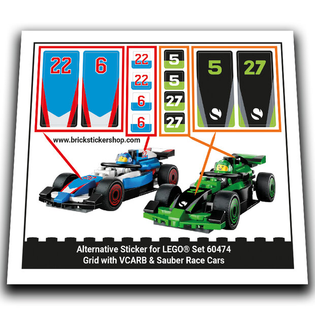 Alternative Sticker for Set 60474 - Grid with VCARB &amp; Sauber Race Cars