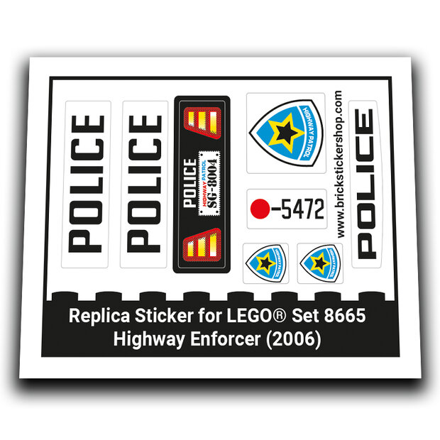 Replacement Sticker for Set 8665 - Highway Enforcer