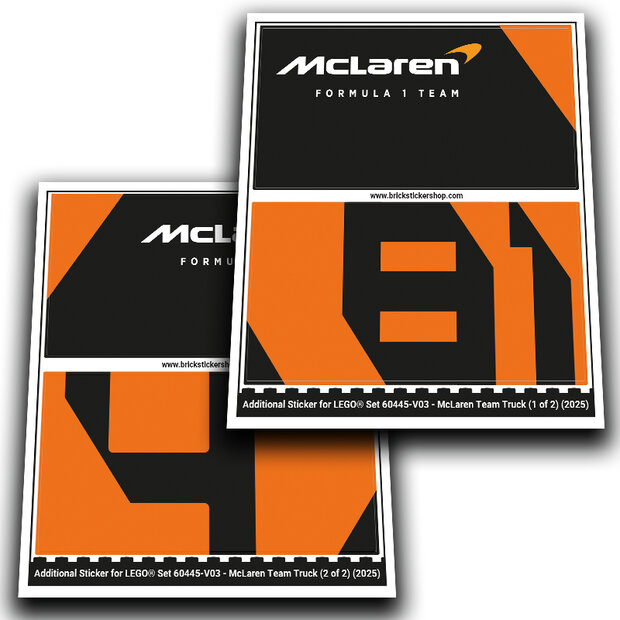 Alternative Sticker for Set 60445 - Truck with RB20 &amp; AMR24 Cars (Version 03)