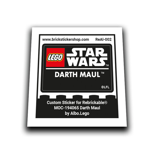 Custom Sticker - Darth Maul &ndash; SW Lego Helmet Collection style by Albo.Lego