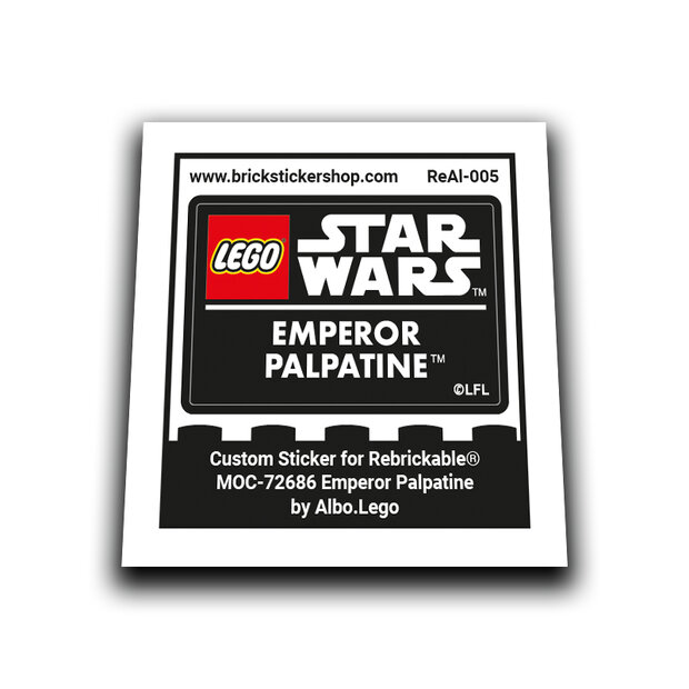 Custom Sticker - Emperor Palpatine &ndash; SW Lego Helmet Collection style by Albo.Lego