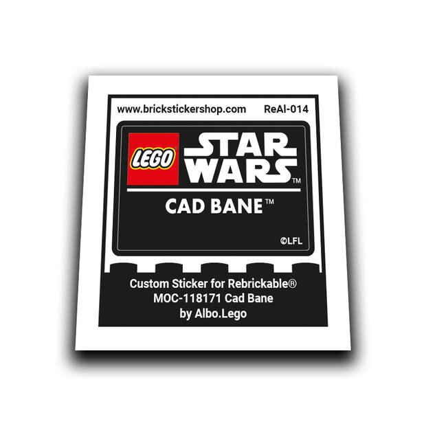 Custom Sticker - Cad Bane &ndash; SW Lego Helmet Collection style by Albo.Lego