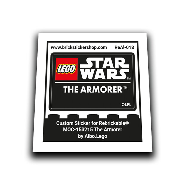 Custom Sticker - The Armorer &ndash; SW Lego Helmet Collection style by Albo.Lego