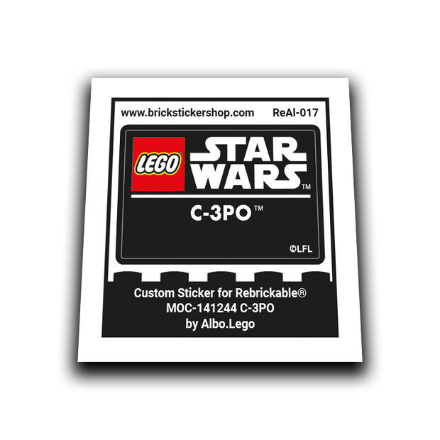 Custom Sticker - C-3PO &ndash; SW Lego Helmet Collection style by Albo.Lego