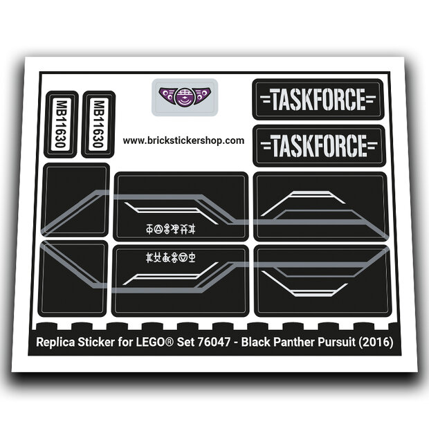 Replacement Sticker voor Set 76047 - Black Panther Pursuit