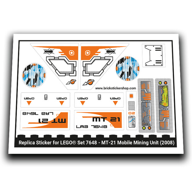 Replacement Sticker for Set 7648 - MT-21 Mobile Mining Unit