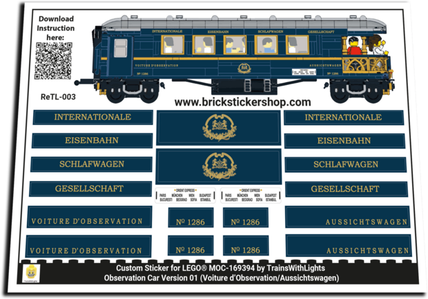 Custom Sticker for Rebrickable MOC-167870 - Orient Express Observation Car (Version 1)