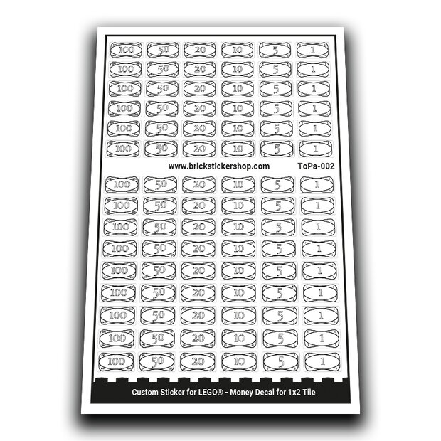 Custom Sticker - Money Decal for 1x2 Tile