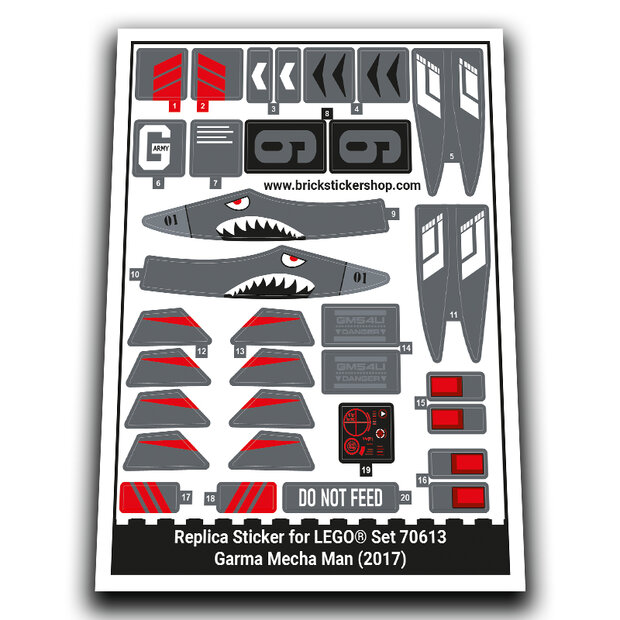 Replacement Sticker for Set 70613 - Garma Mecha Man