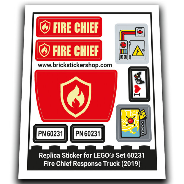 Replacement Sticker for Set 60231 - W - Fire Chief Response Truck