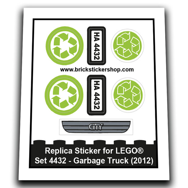 Replacement Sticker for Set 4432 - Garbage Truck