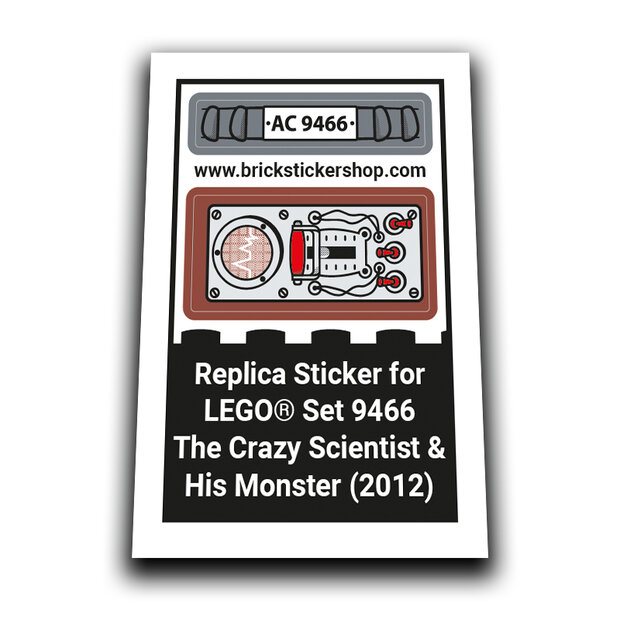 Replacement Sticker for Set 9466 - The Crazy Scientist &amp; His Monster
