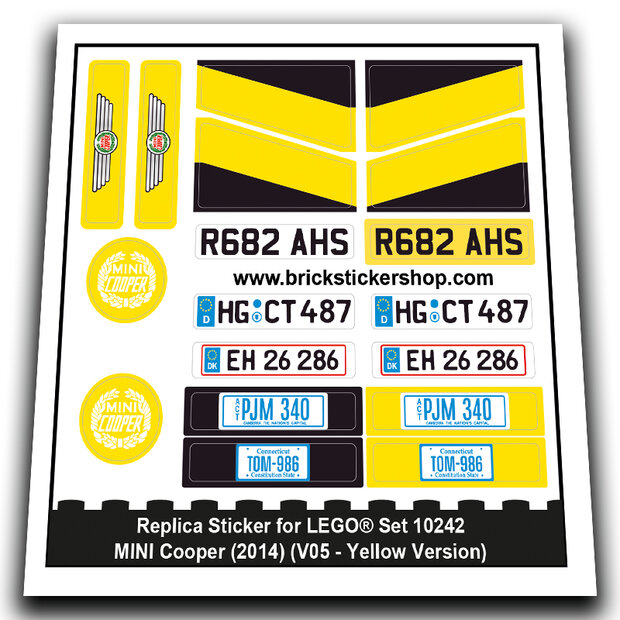 Replacement Sticker for Set 10242 - MINI Cooper (Yellow Version)