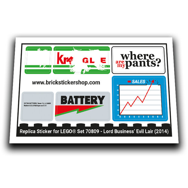 Replacement Sticker for Set 70809 &ndash; Lord Business&rsquo; Evil Lair