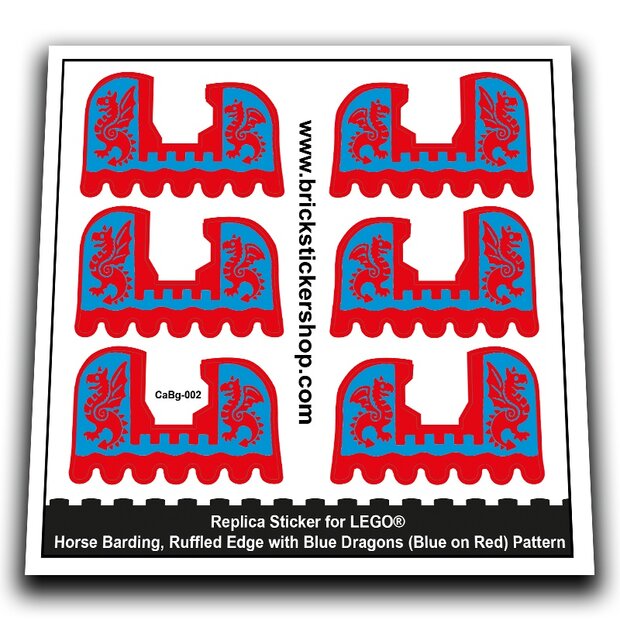 Horse Barding, Blue Dragons (Blue on Red) Pattern - CaBg-002 - Afbeelding 1