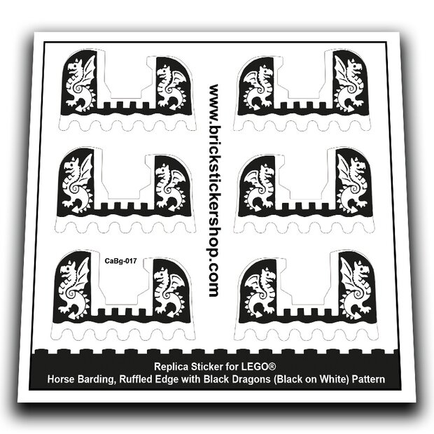 Horse Barding, Black Dragons (Black on White) Pattern - CaBg-017 - Afbeelding 1