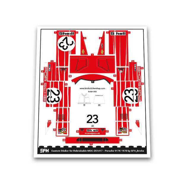 Custom Sticker voor MOC - 251417 - Porsche 917K 1970 door SFH_Bricks door SFH_Bricks