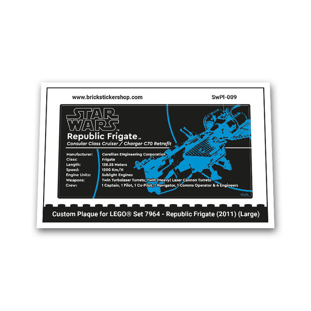Custom Sticker - Large plaque for set 7964 - Republic Frigate