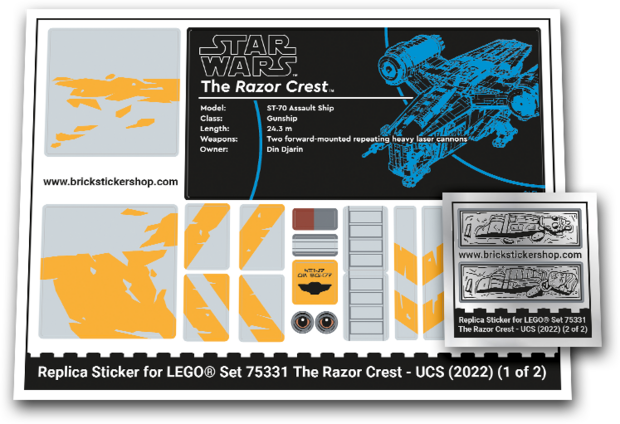 Replacement Sticker for Set 75331 - The Razor Crest UCS