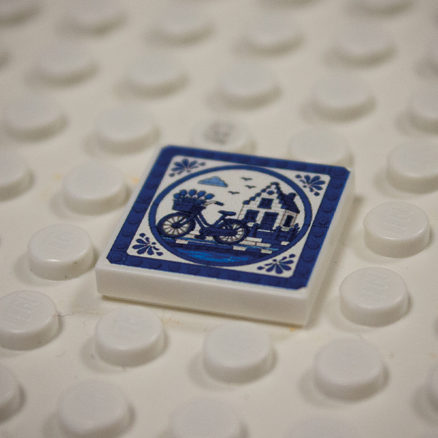 Printed Part - 2X2 Tile - Bicycle with Blue Rim