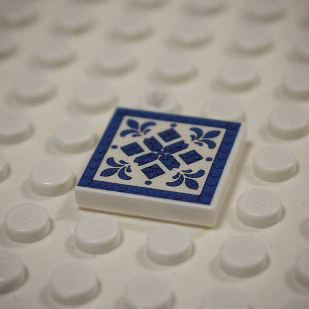 Printed Part - 2X2 Tile - Square with blue border