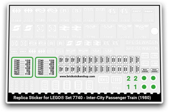 Replacement Sticker for Set 7740 - Inter-City Passenger Train