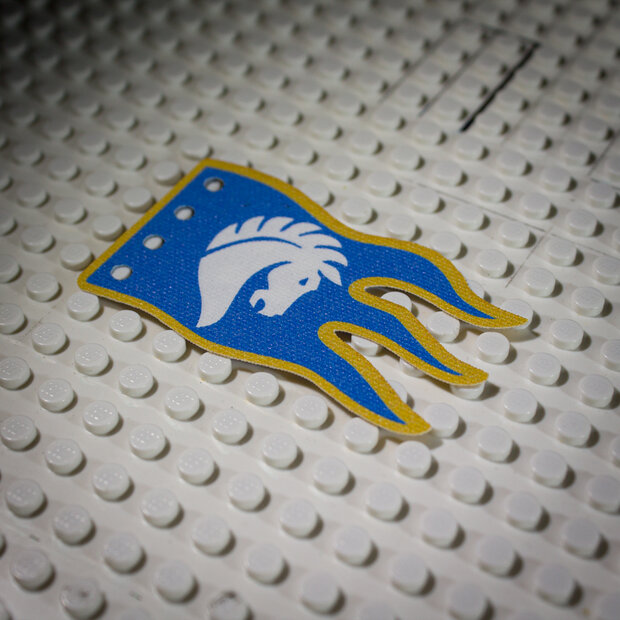 Custom Textile for Cloth Flag 8 x 5 Wave with Horse Knight Emblem