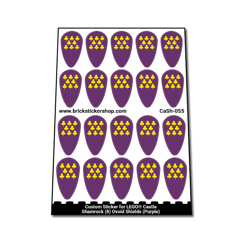 Custom Sticker - Shamrock (8) Ovoid Shields (Purple)