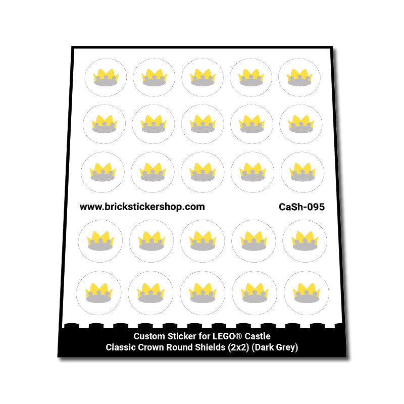 Custom Sticker - Classic Crown Round Shields (2x2) (Dark Grey)