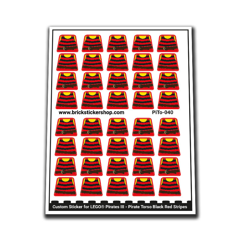 Custom Sticker - Piraten I II - Piraten Torsos Zwart Rood Strepen