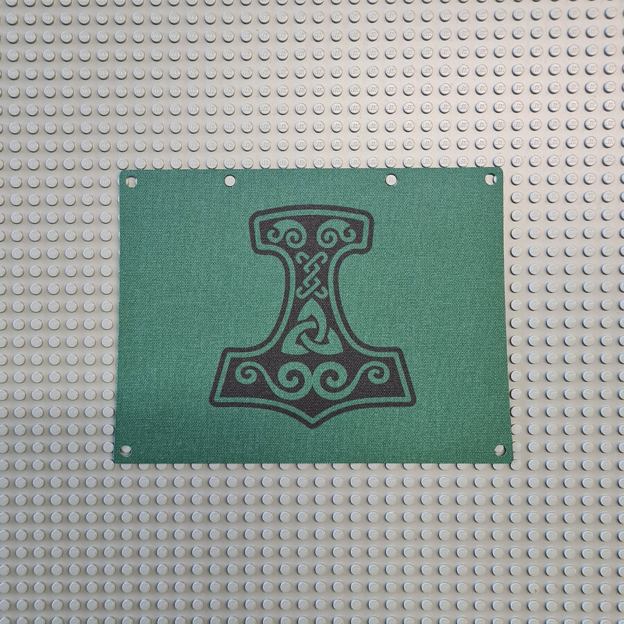 Custom Cloth - Dark Green Sail for Viking Longship With Hammer Emblem  by Jonas Kramm
