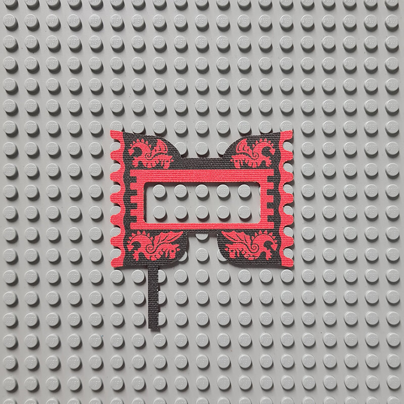 Custom Cloth - Barding with Ruffled Edge With Dragon (Red On Black)