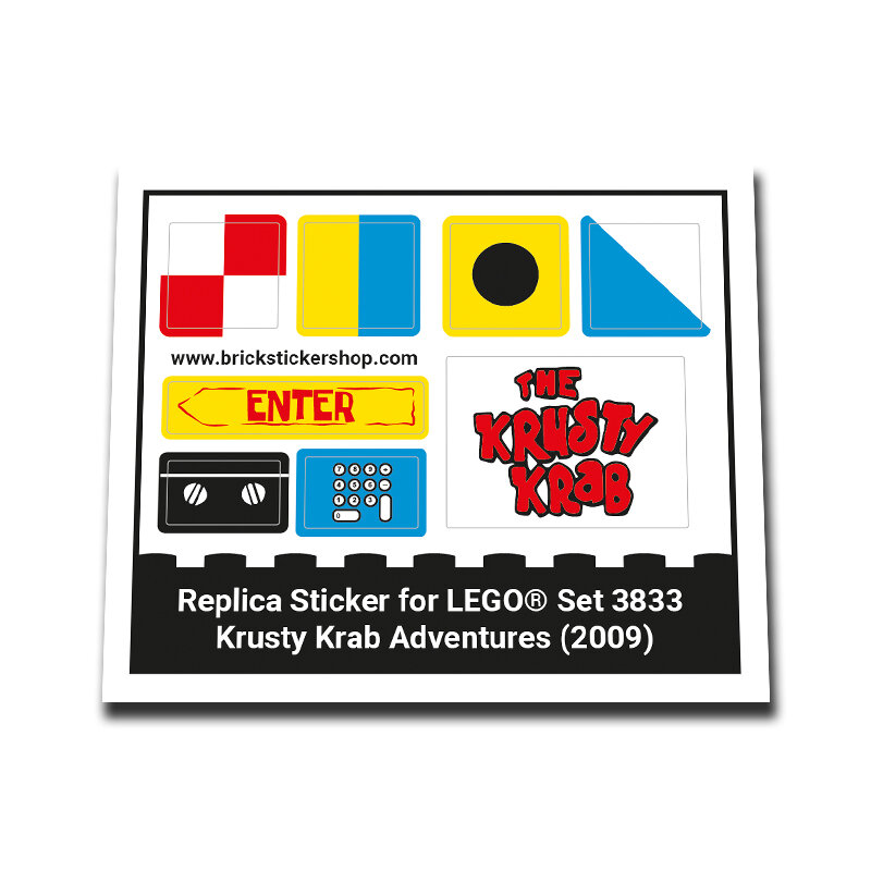 Replacement Sticker for Set 3833 Krusty Krab Adventures BrickStickerShop