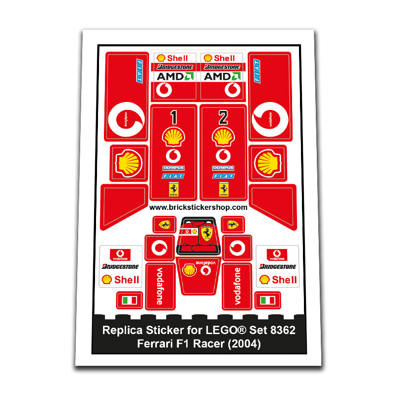 Replica Sticker voor Set 8362 - Ferrari F1 Racer 1:24