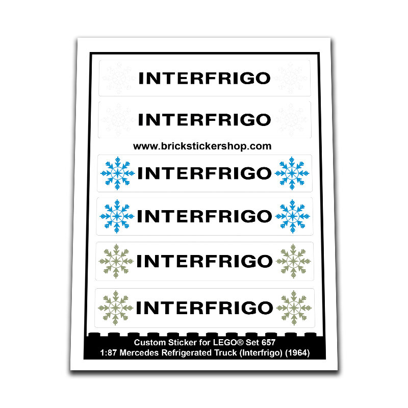 Replacement Sticker for Set 657 - 1:87 Mercedes Refrigerated Truck (Interfrigo)