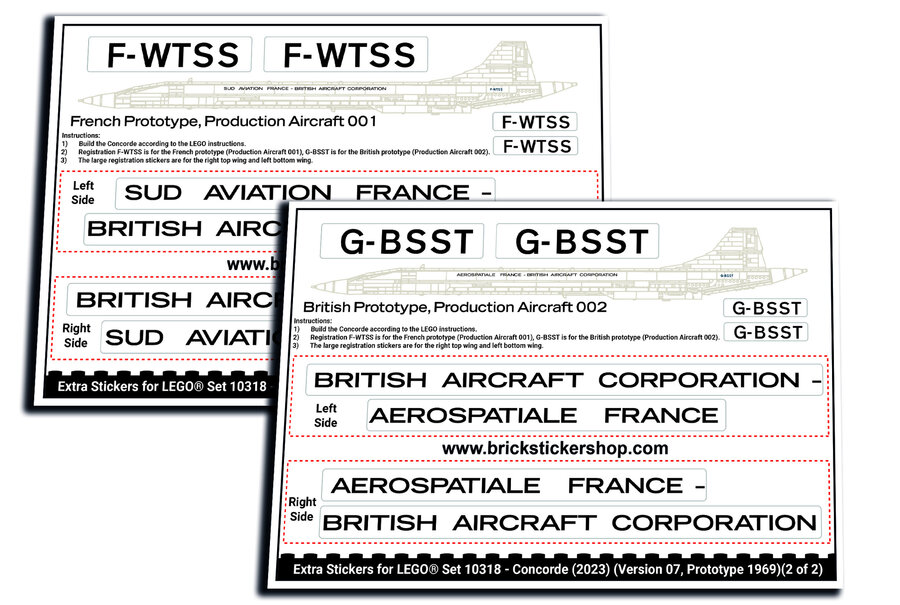 Extra Sticker voor Set 10318 - Concorde (Version 07, Prototype, 1969)