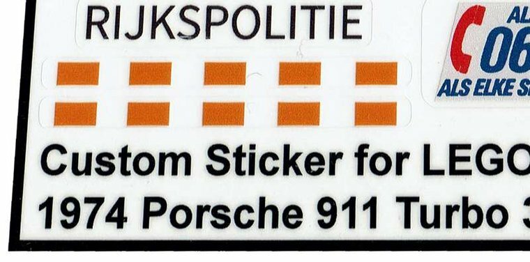 Custom Sticker - 1974 Porsche 911 Turbo 3.0 (Rijkspolitie) door Brickstickershop